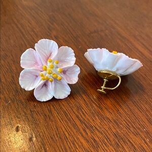 Delicate Pink and Gold Flower Earrings